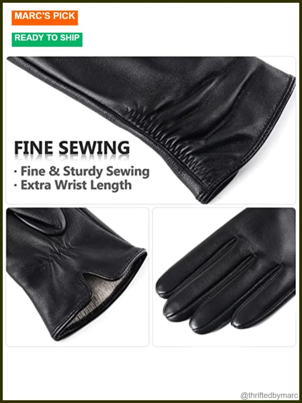 Genuine Leather Touchscreen Texting Driving Gloves with Cashmere Lining